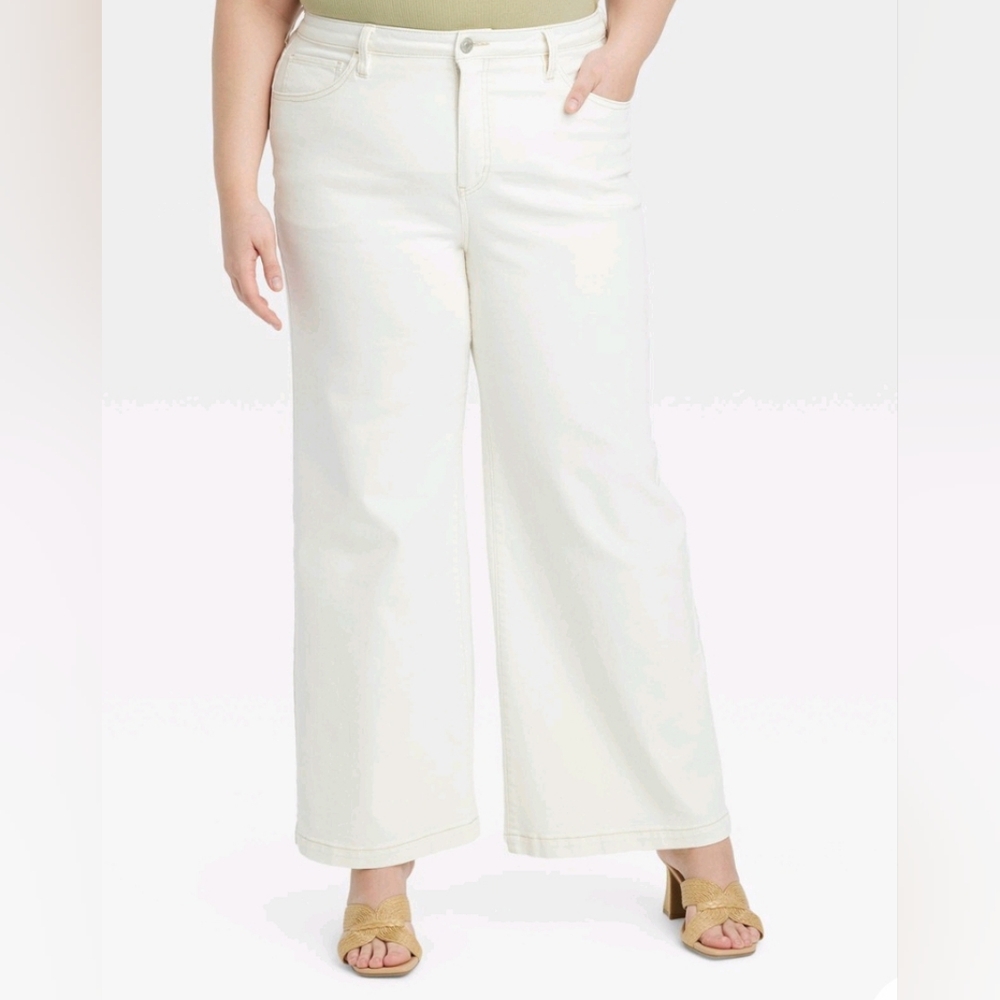 Ava & Viv Women's Cream Flare & Wide Leg Jeans